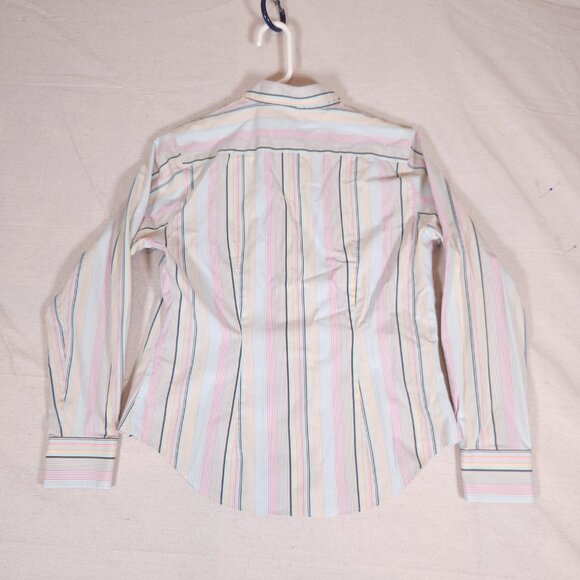 Lands End Button Shirt Womens 10 Striped Long Sleeve Collared Office Work Top - Picture 2 of 12